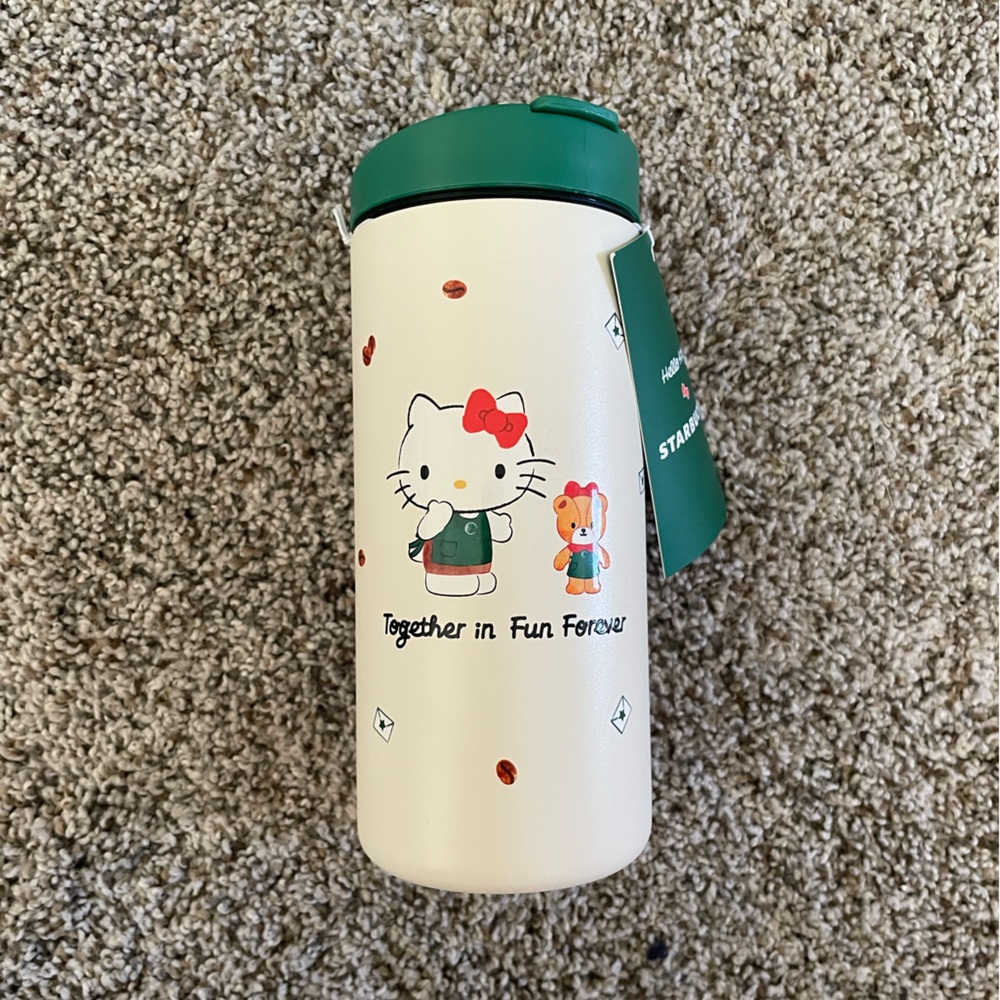Starbucks Cream Tumbler with Green Lid